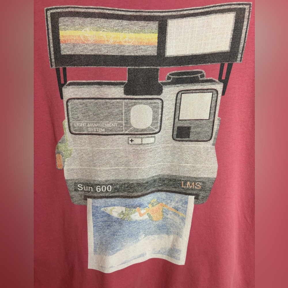 Graphic T-Shirt with Polaroid Camera Print in Rose Salmon Tone